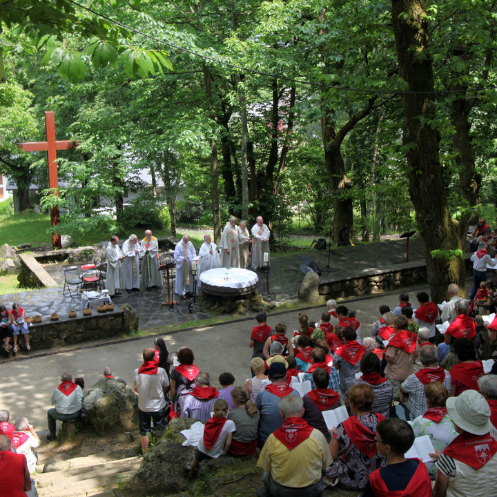 Bischof Hofmann feiert im französischen Wallfahrtsort Lourdes mit Gläubigen Gottesdienst 